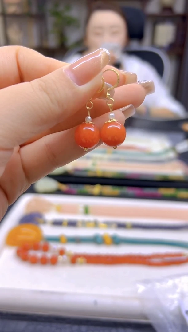 翡翠14K金镶嵌耳饰DIY款E827