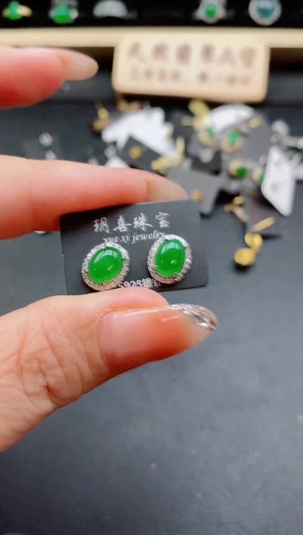 银S925镶嵌戒指翡翠1