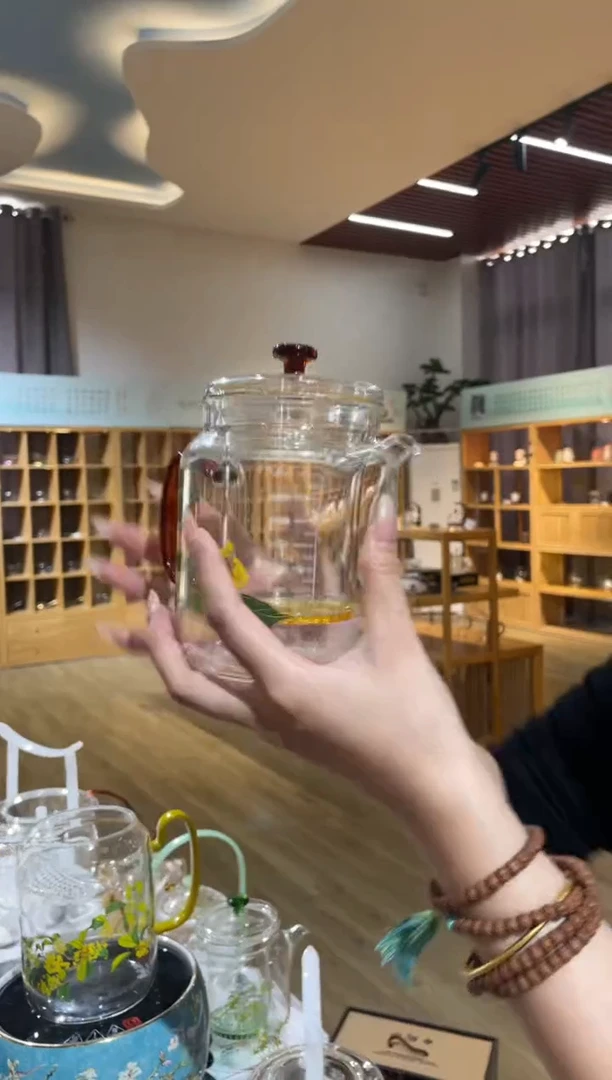 手工艺品玻璃遇器大神奇壶琥珀把桂花