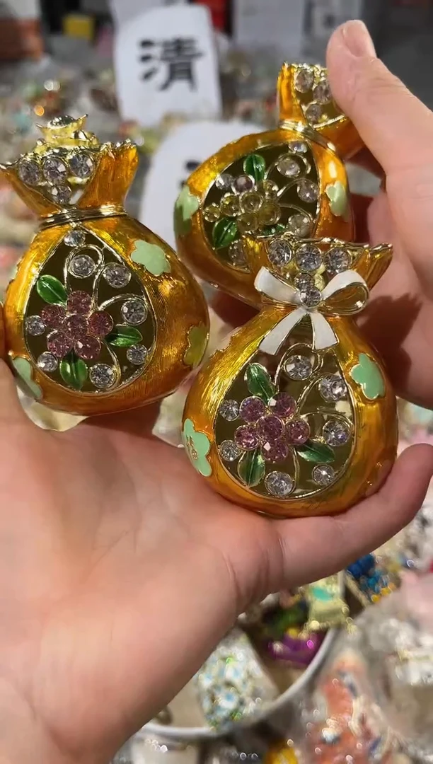 金色大号福袋七宝烧杯子饰品