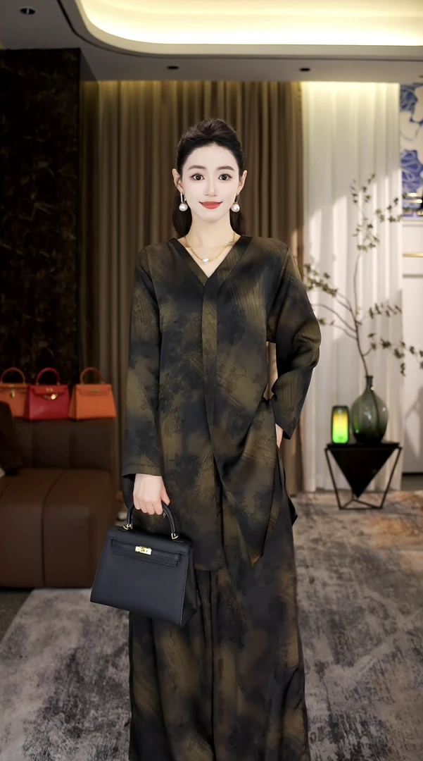 春款上新【梦衣裳】时尚上档次洋气高档时髦大码上衣裤子套装-8633#