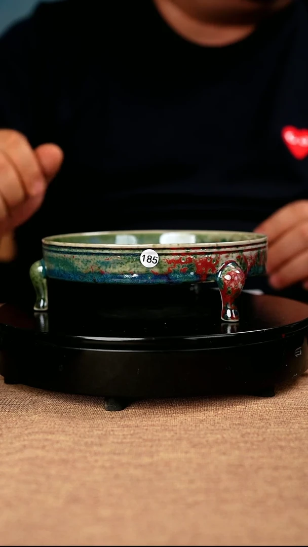 【闪购商品】185#盼龙窑一级品原矿钧瓷炉钧釉三足洗