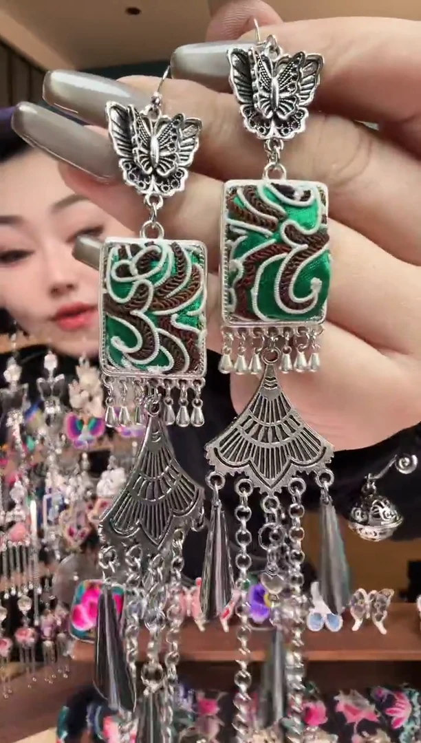 刺绣纯手工民族风刺绣耳环