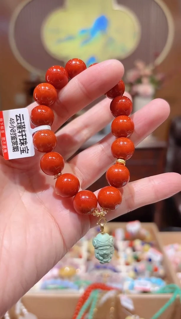 【闪购商品】南红玛瑙手串18K金镶嵌设计款珠串12