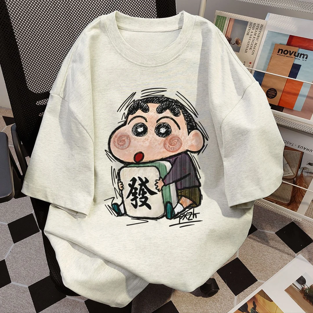 2-300斤特大码日系潮牌蜡笔小新纯棉短袖t恤男女夏季宽松重磅上衣