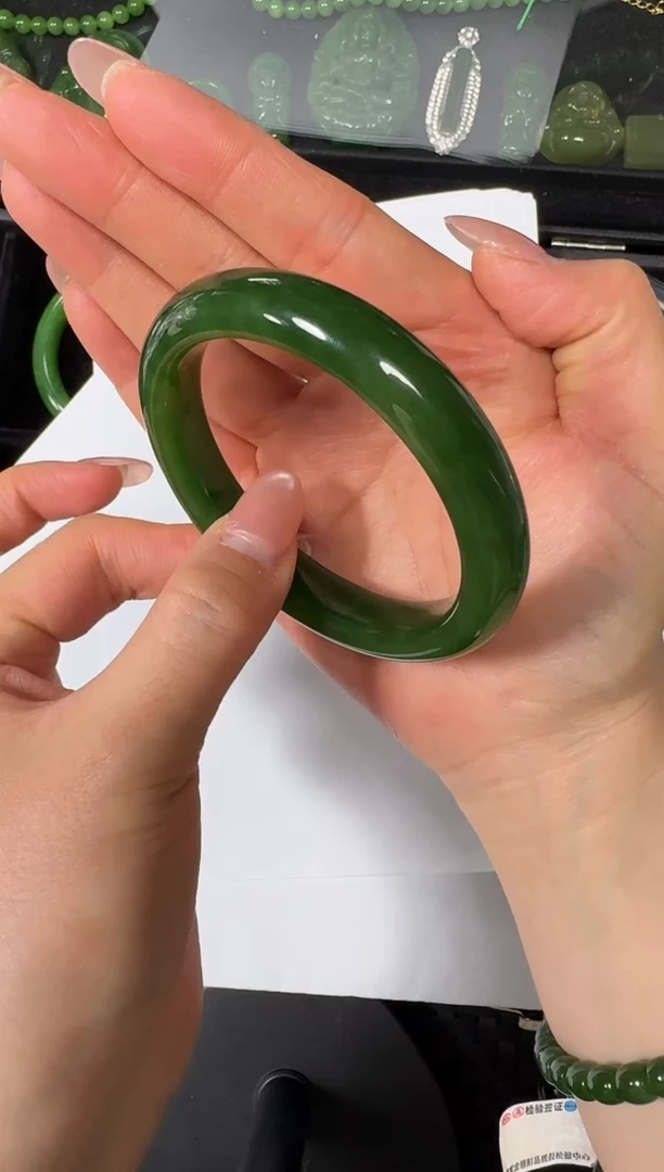 未镶嵌手镯和田玉（碧玉）猫**语俄料红皮料手镯56.6