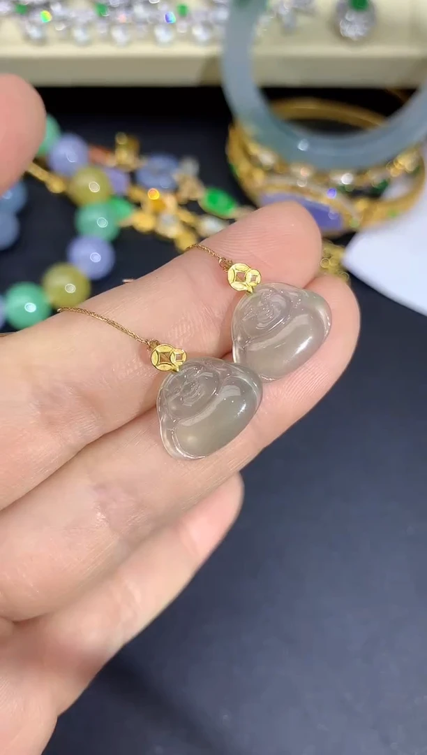 18K金镶嵌翡翠耳饰193-雪姐翡翠天天见