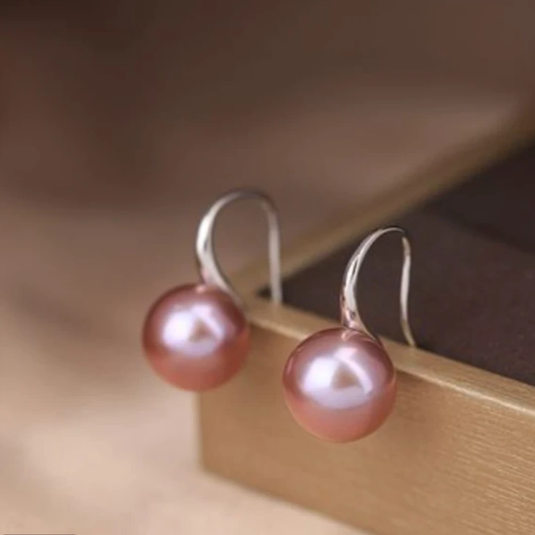 【银紫色高跟鞋】约9-10mm淡水珍珠耳钩时尚经典简约   EH80033SY-1