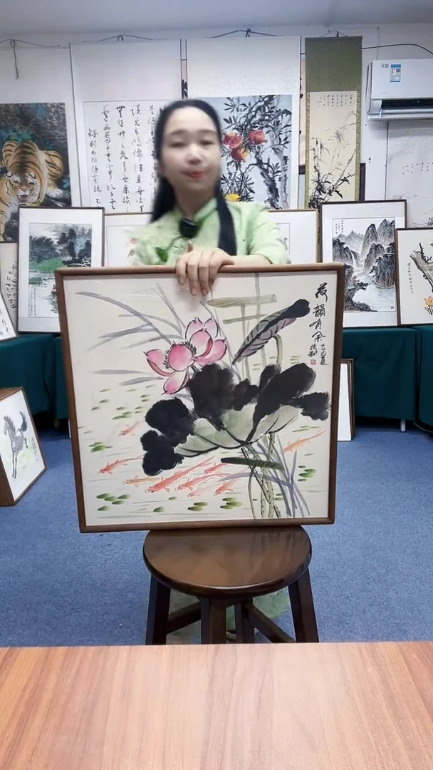 国画52*52实木画框顺丰包邮手绘