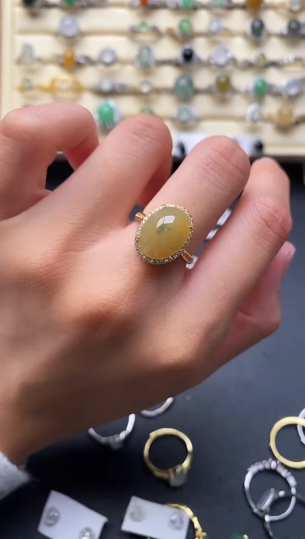 银S925镶嵌戒指翡翠222222+8