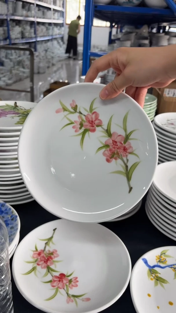 瓷片景德镇高温陶瓷食品级手绘釉中彩-平盘