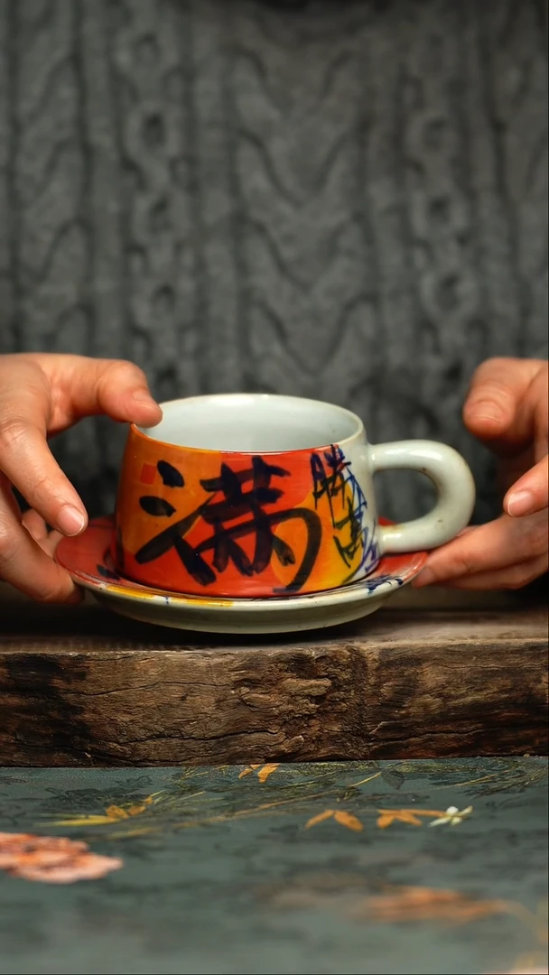 【闪购商品】杯釉下彩手工手绘同款陶器