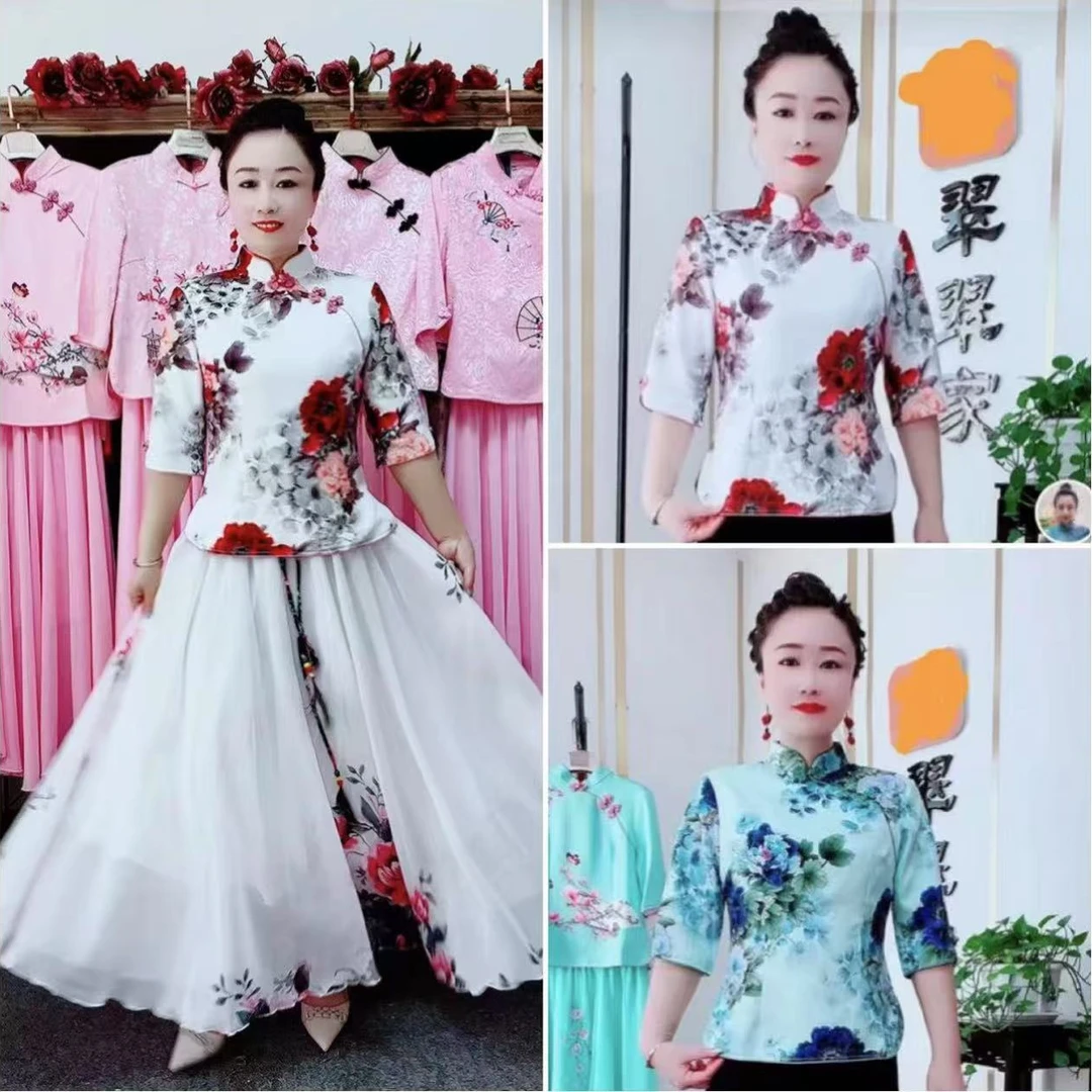 新中式彩绘复古旗袍衫（卡码拍大）