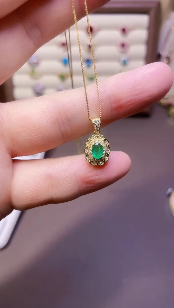 【闪购商品】祖母绿颈饰银S925镶嵌1