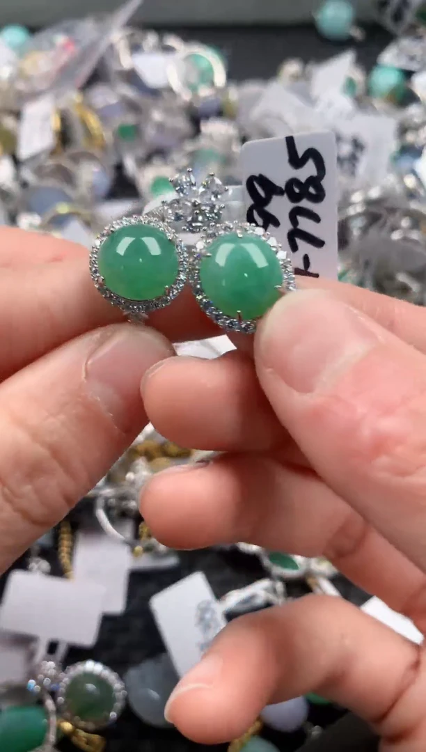 银S925镶嵌戒指翡翠333   1