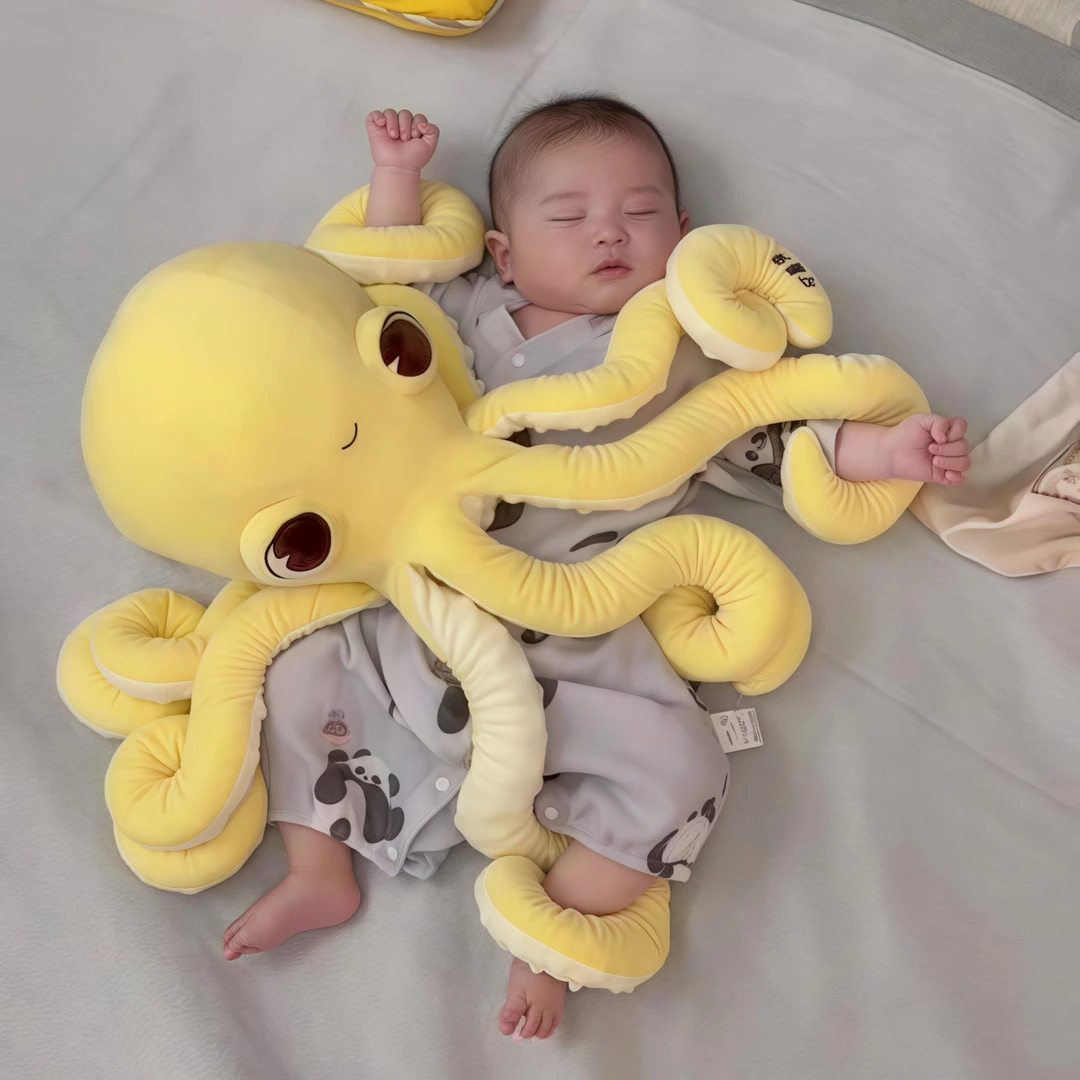 章鱼婴儿安抚玩偶宝宝抱睡毛绒玩具新生儿哄睡神器八爪鱼公仔抱枕