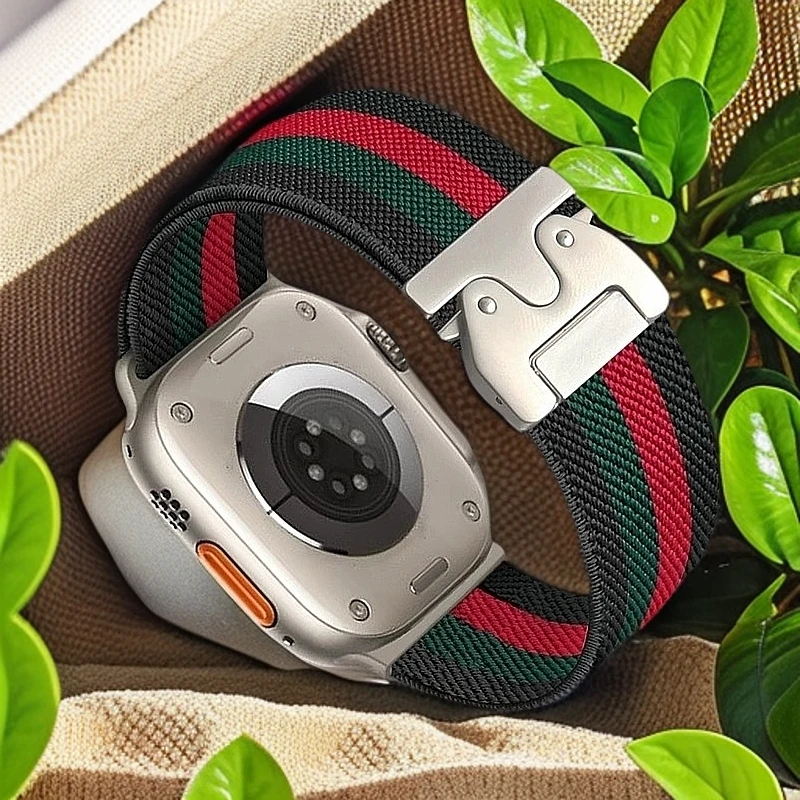 苹果手表表带S10/9/爆款透气降落伞扣表带ultra2佩戴时尚简约大气