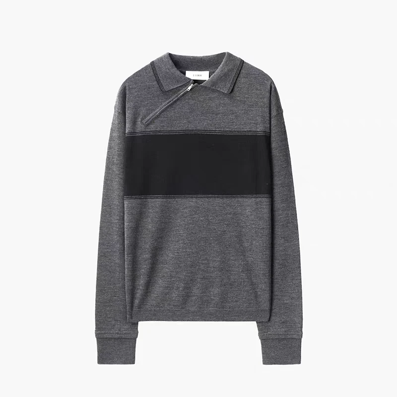 ETHOR 设计师品牌25新款秋冬 斜拉链Polo针织