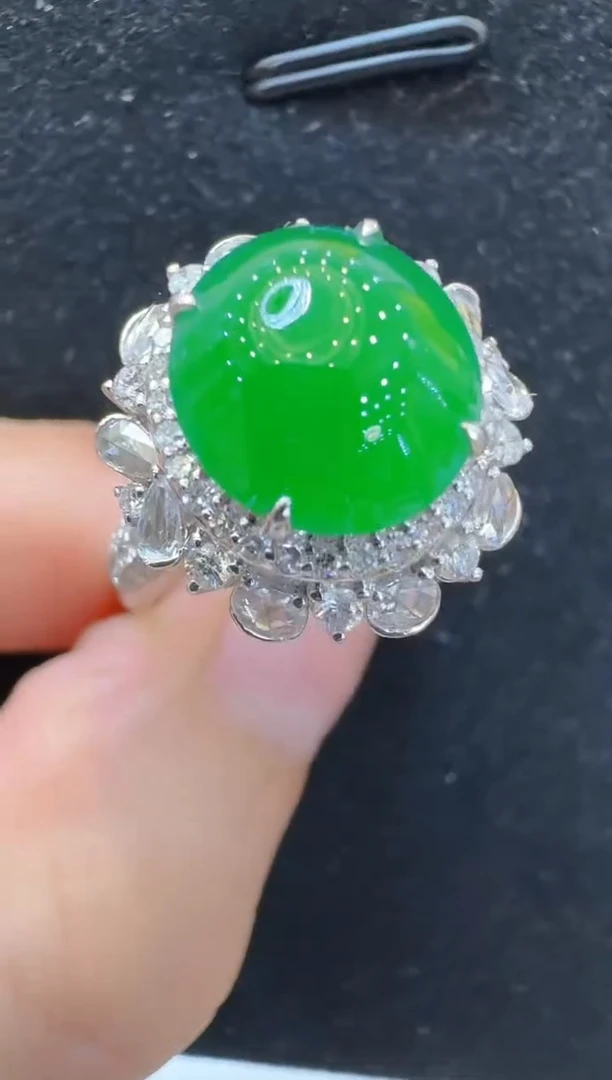 翡翠戒指18K金镶嵌多样性团购发一件
