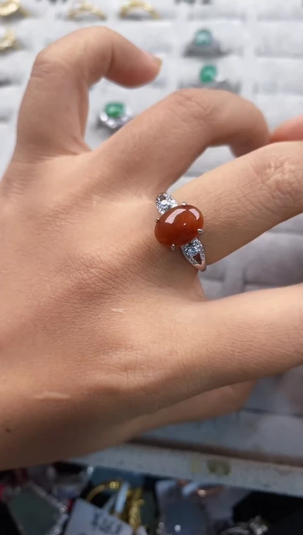 银S925镶嵌戒指翡翠卿*久333---5