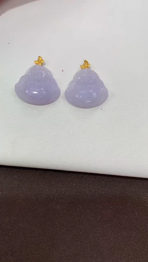 翡翠18K金镶嵌颈饰天然缅甸a货翡翠(多样性发其一
