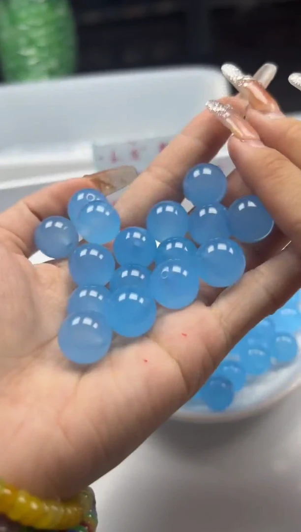 玛瑙/玉髓颈饰未镶嵌w1783海蓝宝14mm*4颗