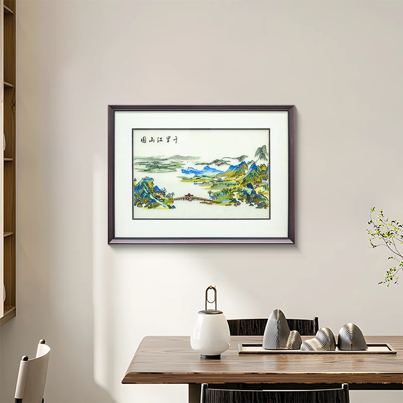益师傅现在轻奢千里江山图墙壁画新中式客厅装饰画山水画千里6080