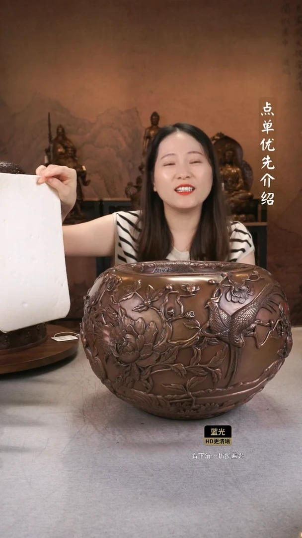 铜神*紫铜材质 喜鹊缸