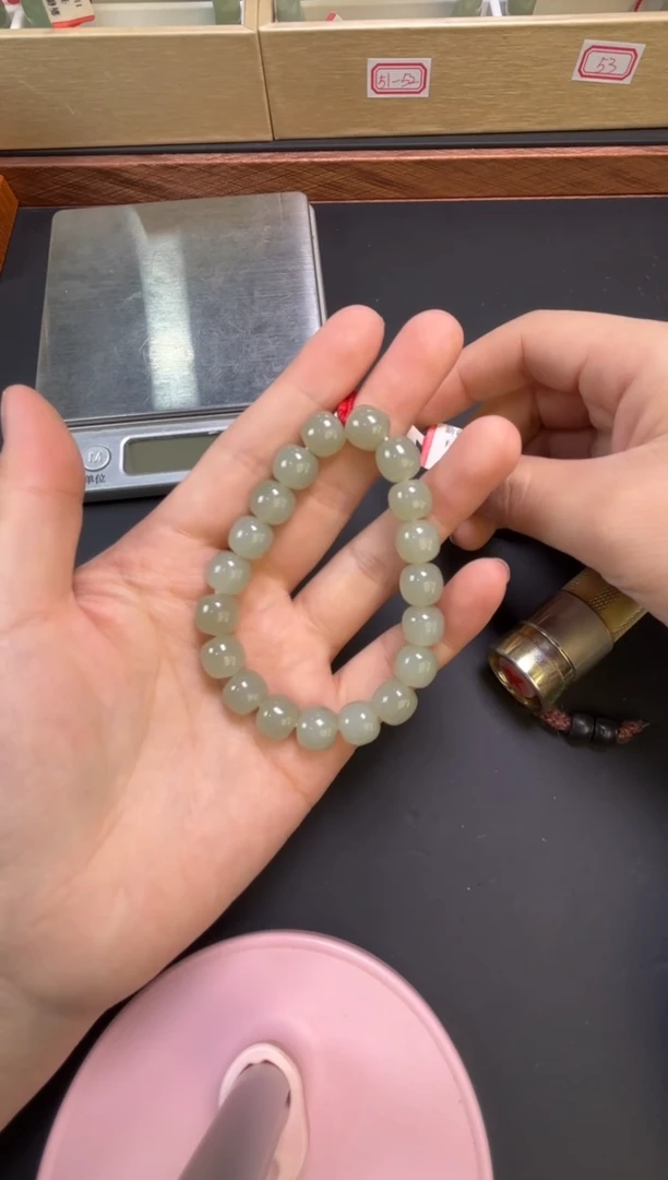 【闪购商品】和田玉手串未镶嵌且末微色差近矿卡9*10老型珠