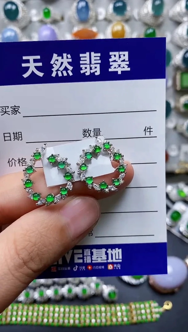 【闪购商品】翡翠耳饰银S925镶嵌0418
