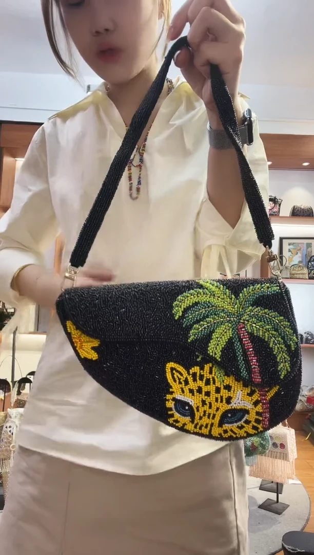 织物4号手工珠珠包包腋下斜跨包手拿包手提晚宴包