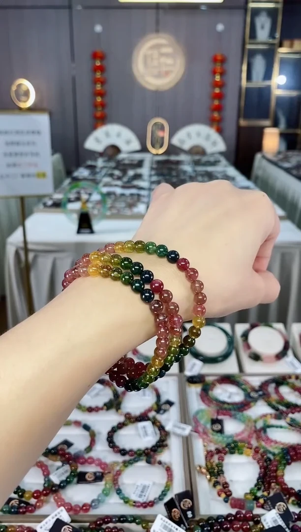 收藏级老矿碧玺三圈手串5mm+未镶嵌碧玺hon多样性发货一条