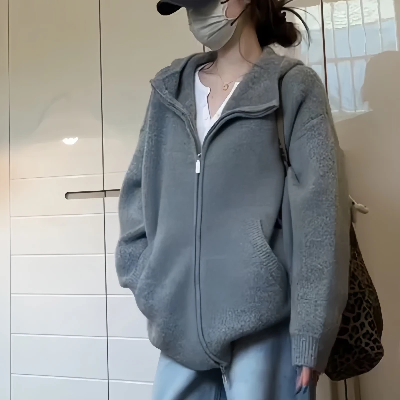 秋冬季新款毛衣开衫百搭时尚宽松显瘦保暖大码女装针织开衫韩系风