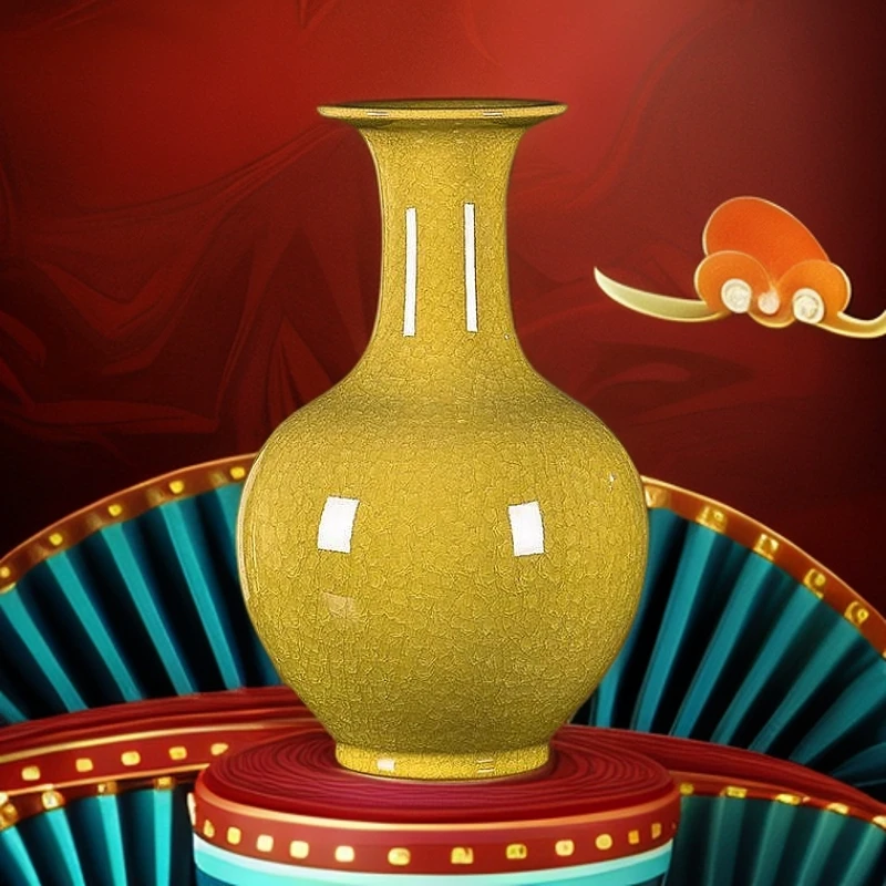 立体冰裂纹-陶瓷摆件！景德镇陶瓷花瓶摆件客厅玄关博古架花架装饰