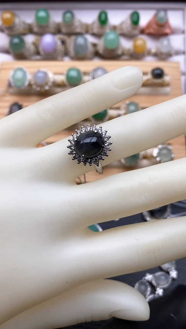 【闪购商品】翡翠戒指银S925镶嵌2256