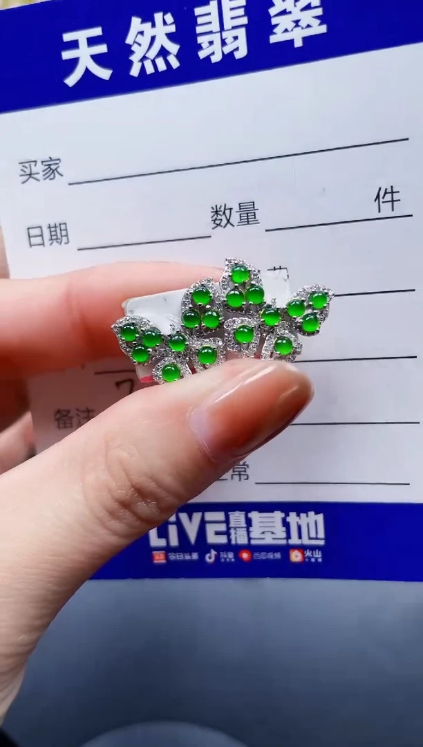 银S925镶嵌翡翠耳饰746