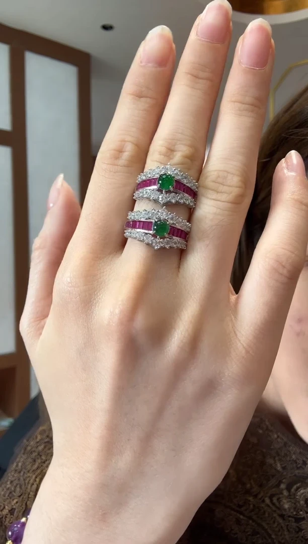 【闪购商品】翡翠戒指银S925镶嵌银镶多样性发其一