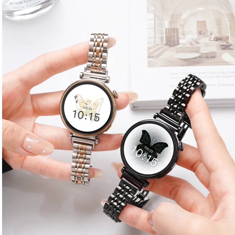 适用华为gt5表带GT4手表watch4/3pro钢带18mm/41mmgt2女生不锈钢