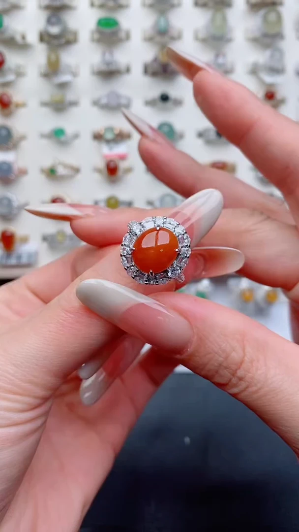 银S925镶嵌戒指翡翠...