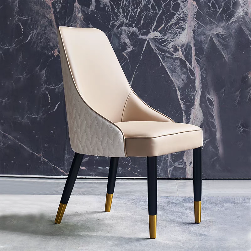 新款轻奢美式家用餐厅实木餐椅现代简约靠背休闲椅会所酒店皮椅子