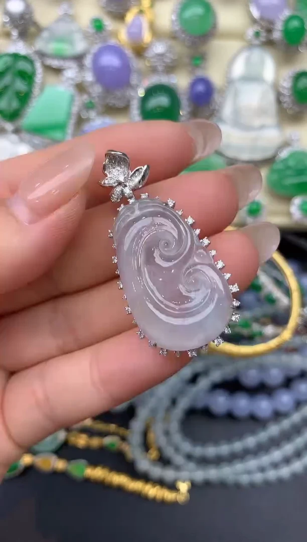 翡翠18K金镶嵌颈饰236-雪姐翡翠天天见