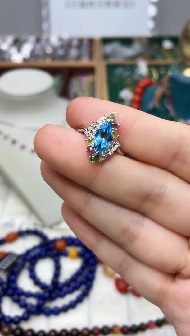 银S925镶嵌托帕石戒指385BJ1212产品一个（多样性）