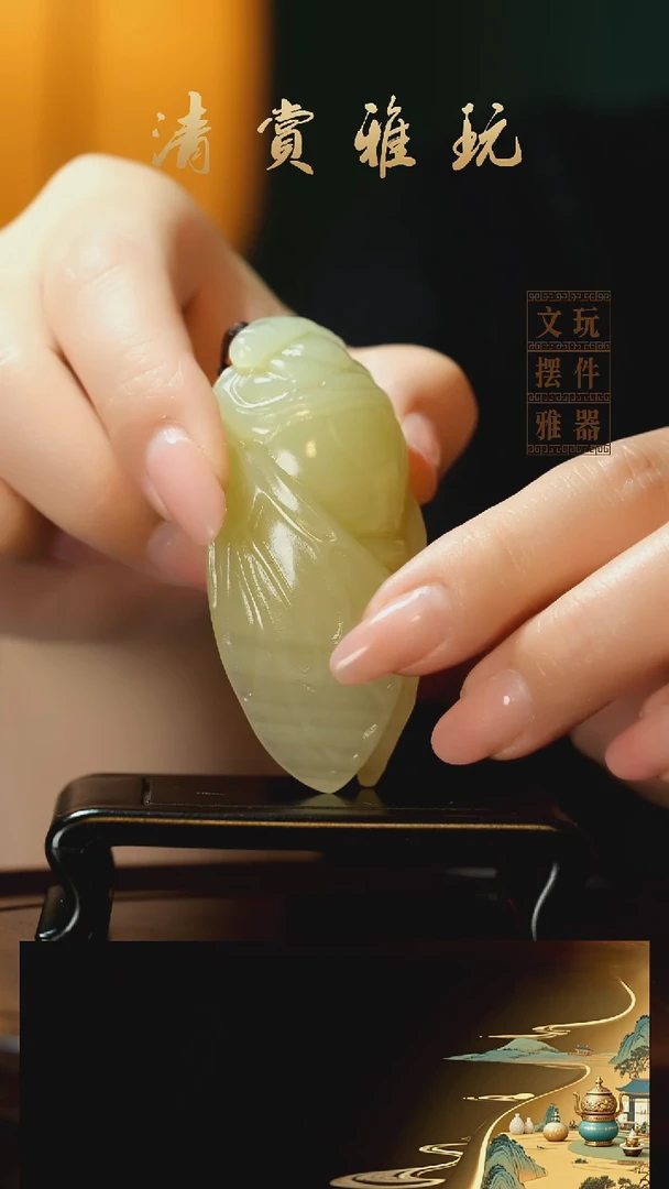 玉《一鸣惊人》手把件摆件