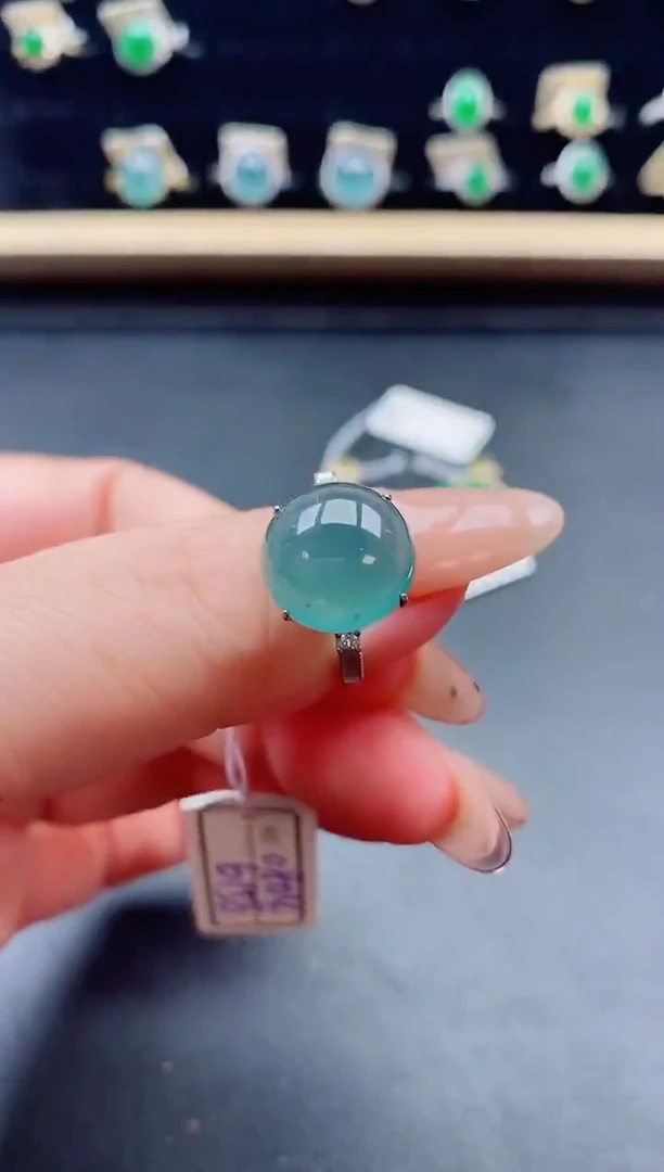 银S925镶嵌戒指翡翠1