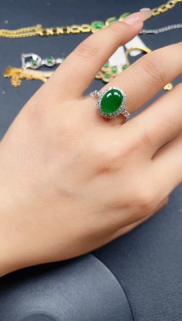翡翠戒指银S925镶嵌423423