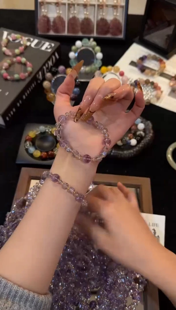 未镶嵌手链水晶紫水晶x3352