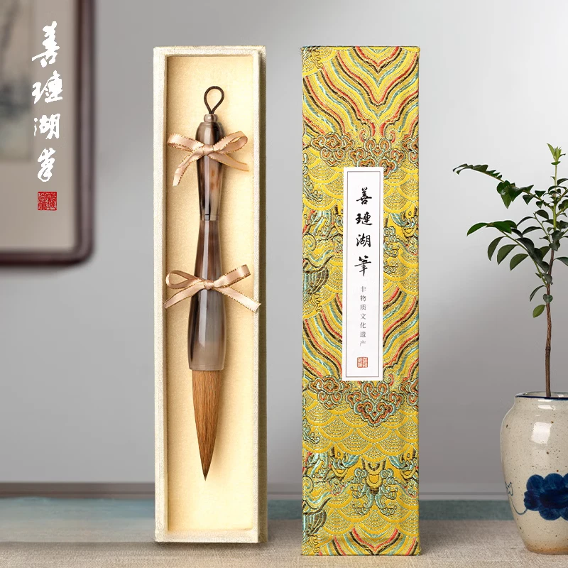 【春联毛笔】善琏湖笔 月泫清 牛角兼毫斗笔抓笔提斗写对联榜书大字