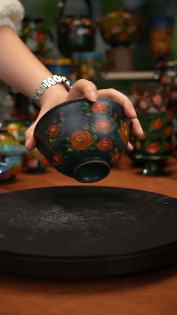 紫砂油画手绘釉下彩