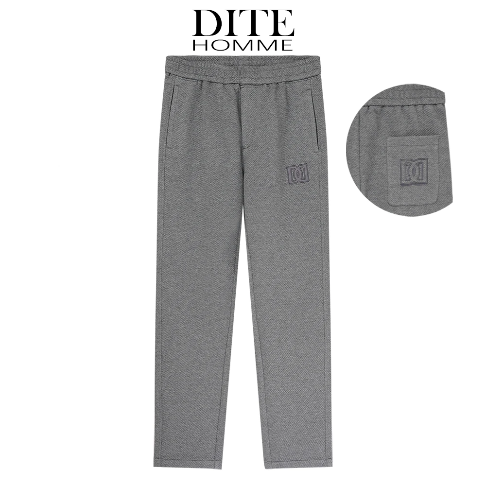 Dite迪特秋冬季休闲百搭灰色弹力莫代尔长裤男士简约直筒宽松卫裤