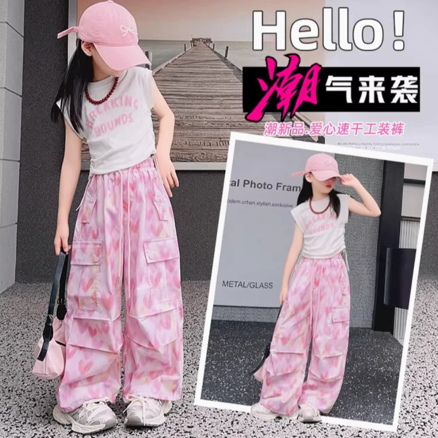 女童夏季新款工装裤洋气宽松速干裤女宝宝时尚裤子